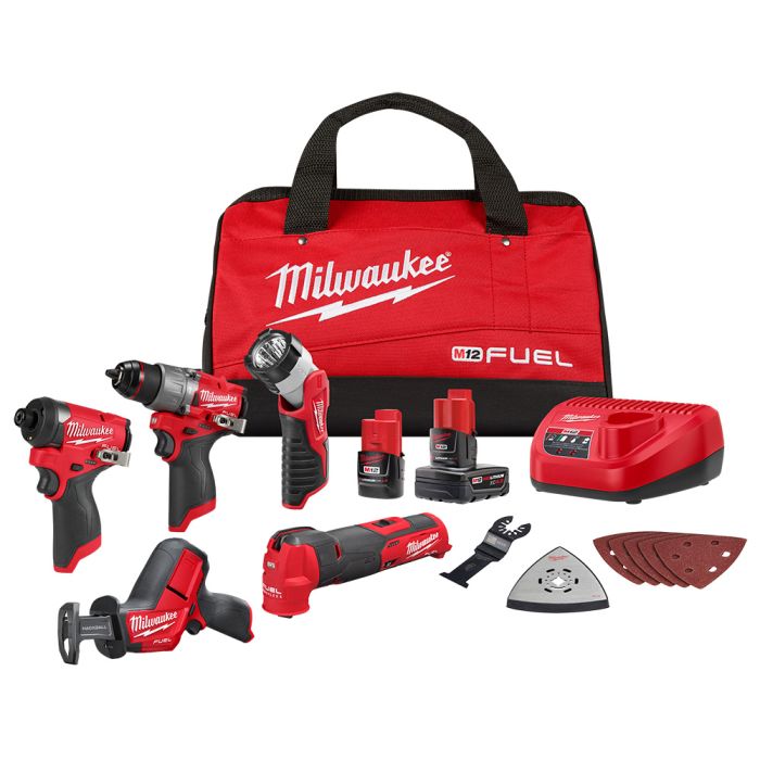 Milwaukee M12 FUEL Lithium-Ion Brushless Cordless Combo Kit (5-Tool ...