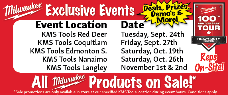 Milwaukee 100 Year Sale Events at KMS Tools 